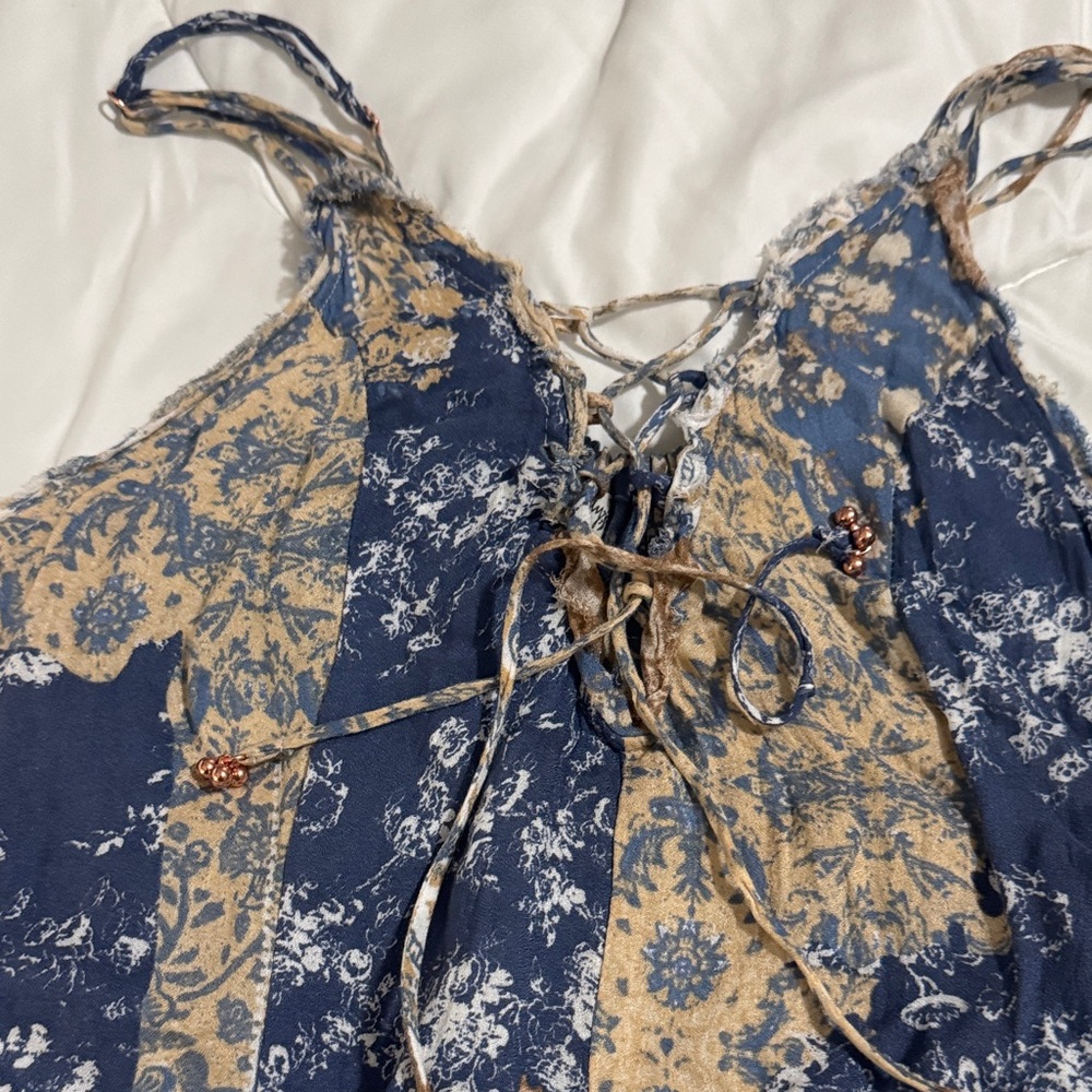 Free People Bohemian Blue and Cream Maxi Dress - Picture 7 of 10